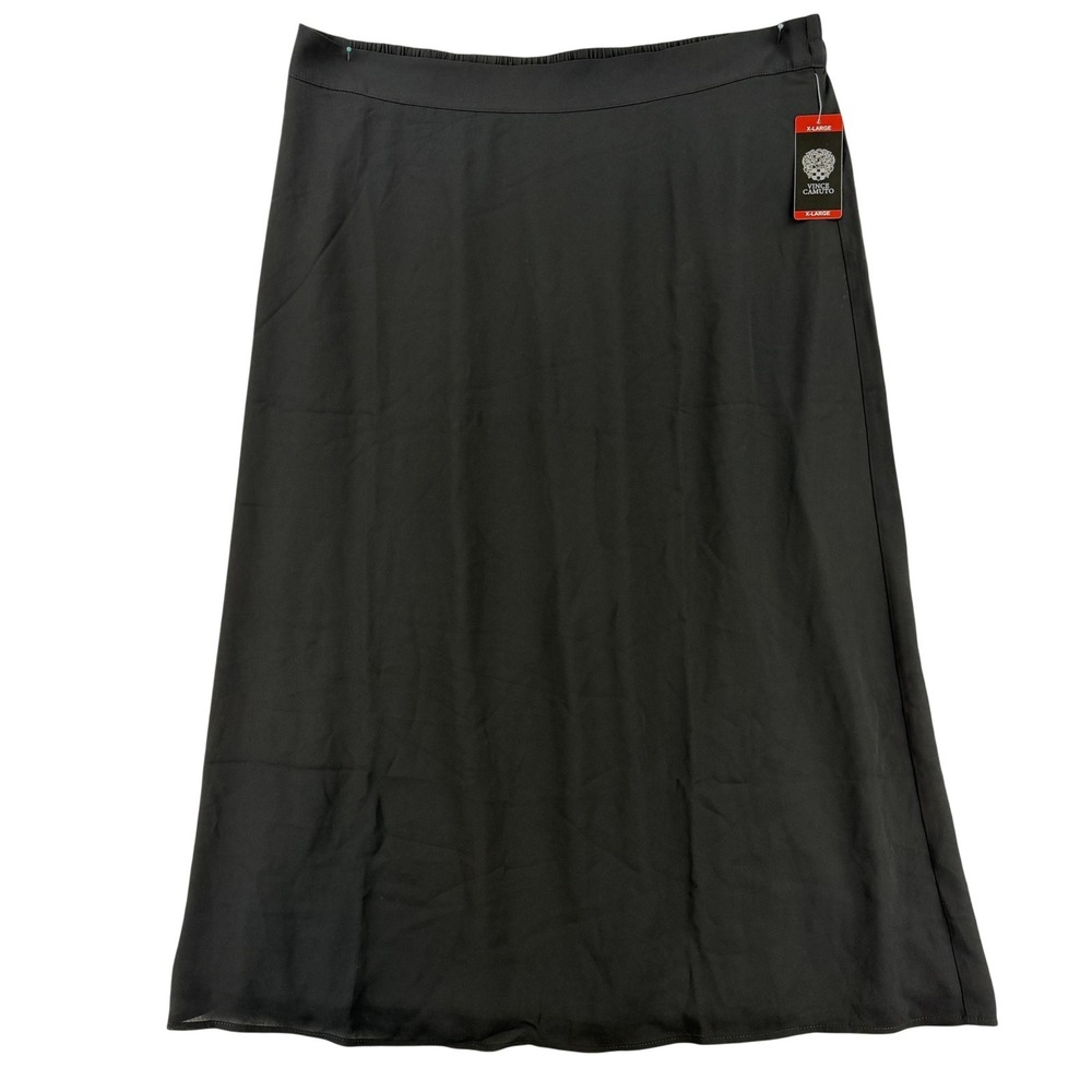 Vince Camuto Skirt Womens XL Black Chiffon Midi Elastic Waist Pull On NWT